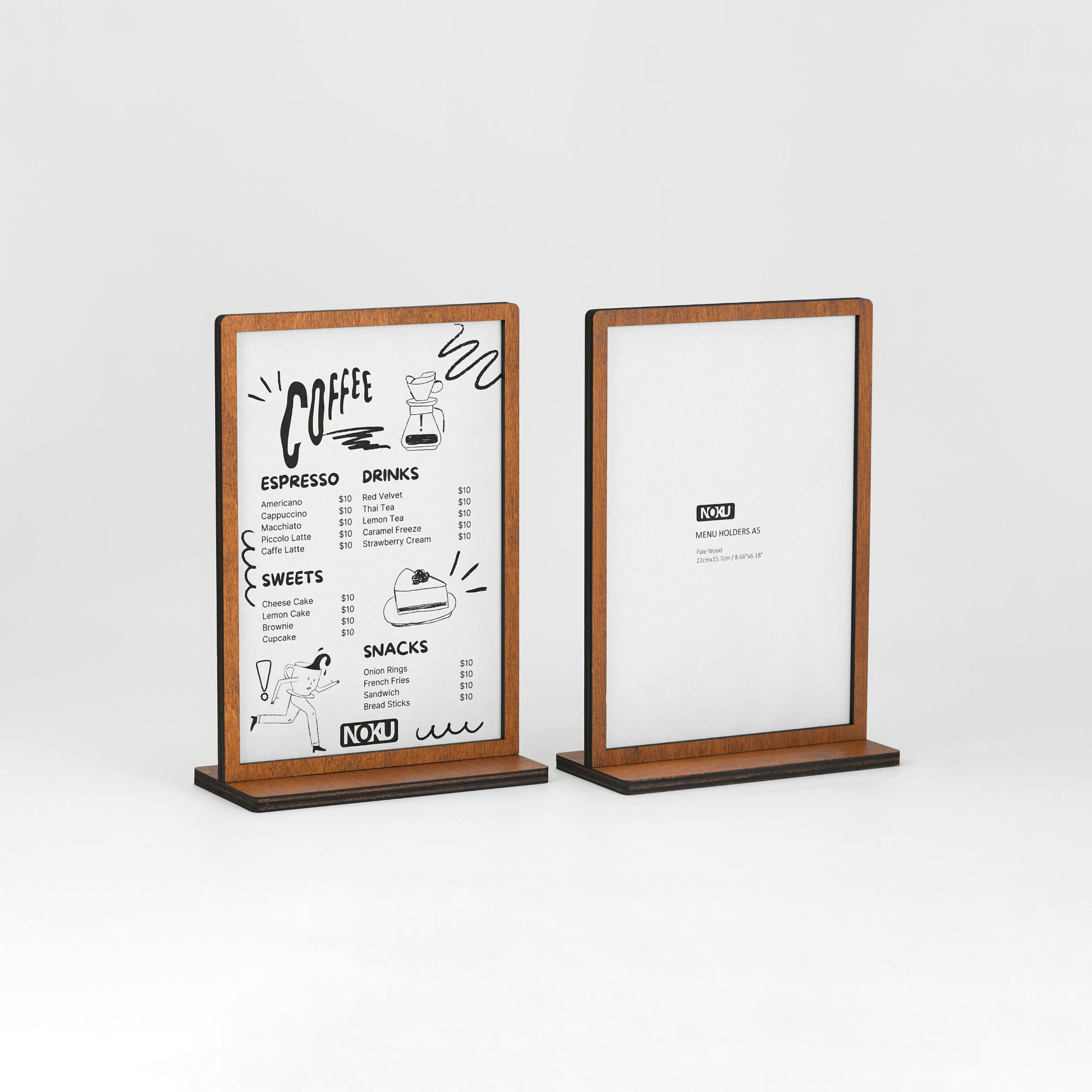 Wooden a5 Holders from NOKU, clipboard for the table menu