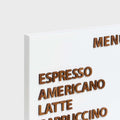 Metal Menu Board Set with Wooden Magnetic Letters from NOKU. Easily changeable menu boards for coffee shops