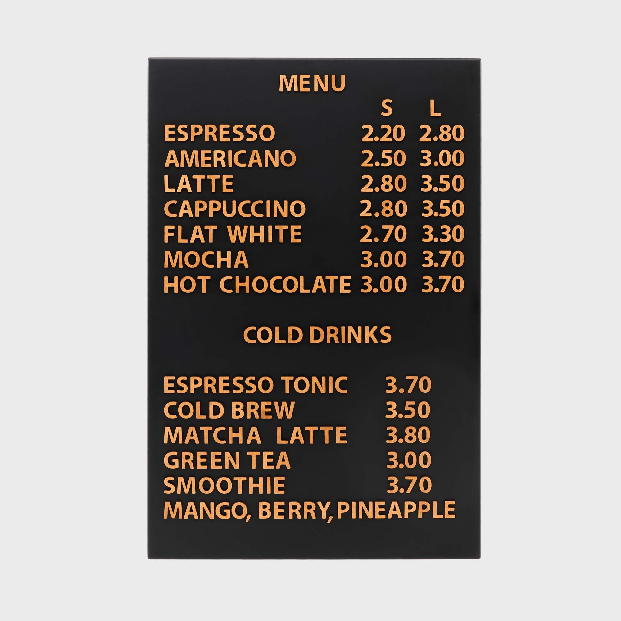 Black Magnetic Menu Board