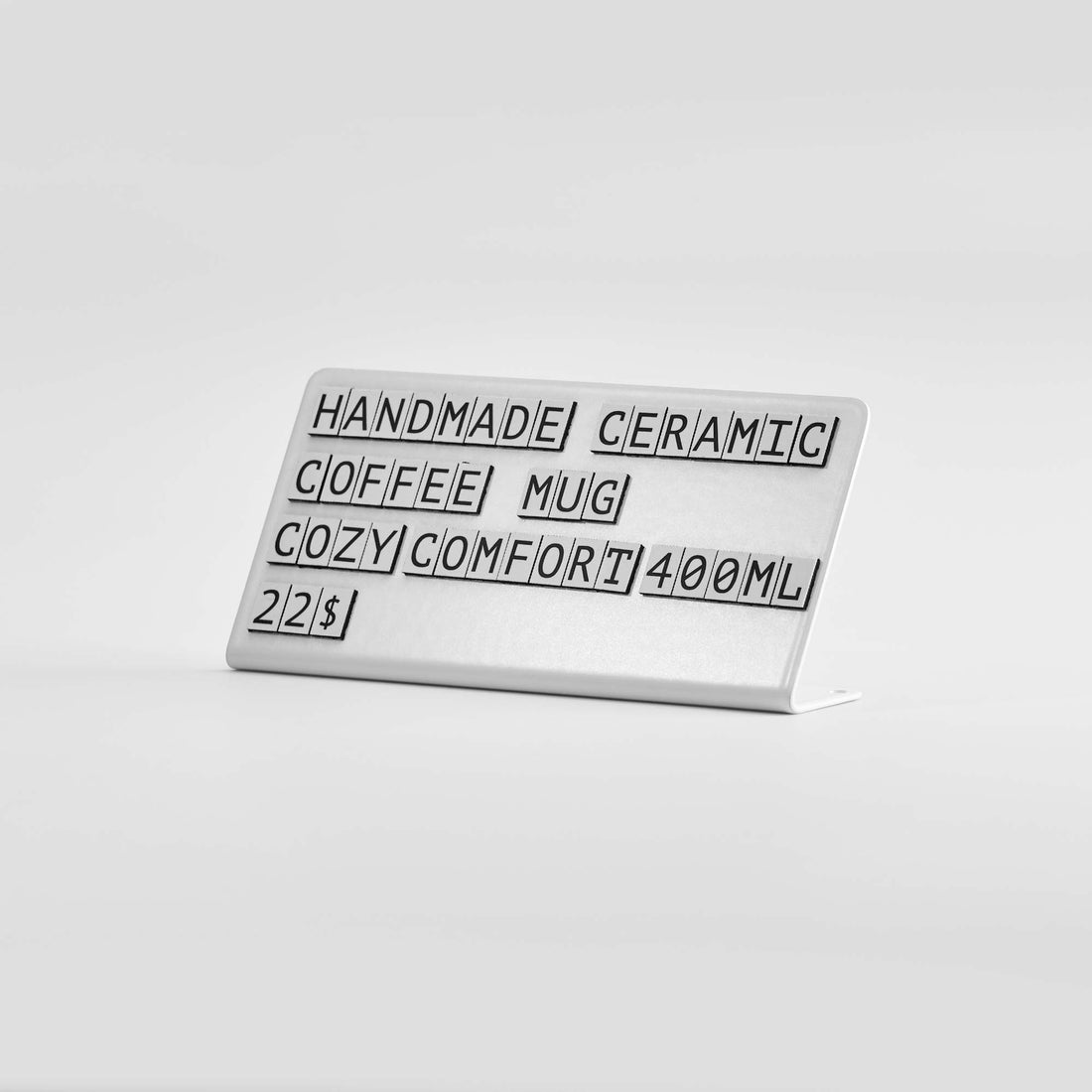 metal price tags with magnetic symbols in white, easy-to-change price tags from NOKU