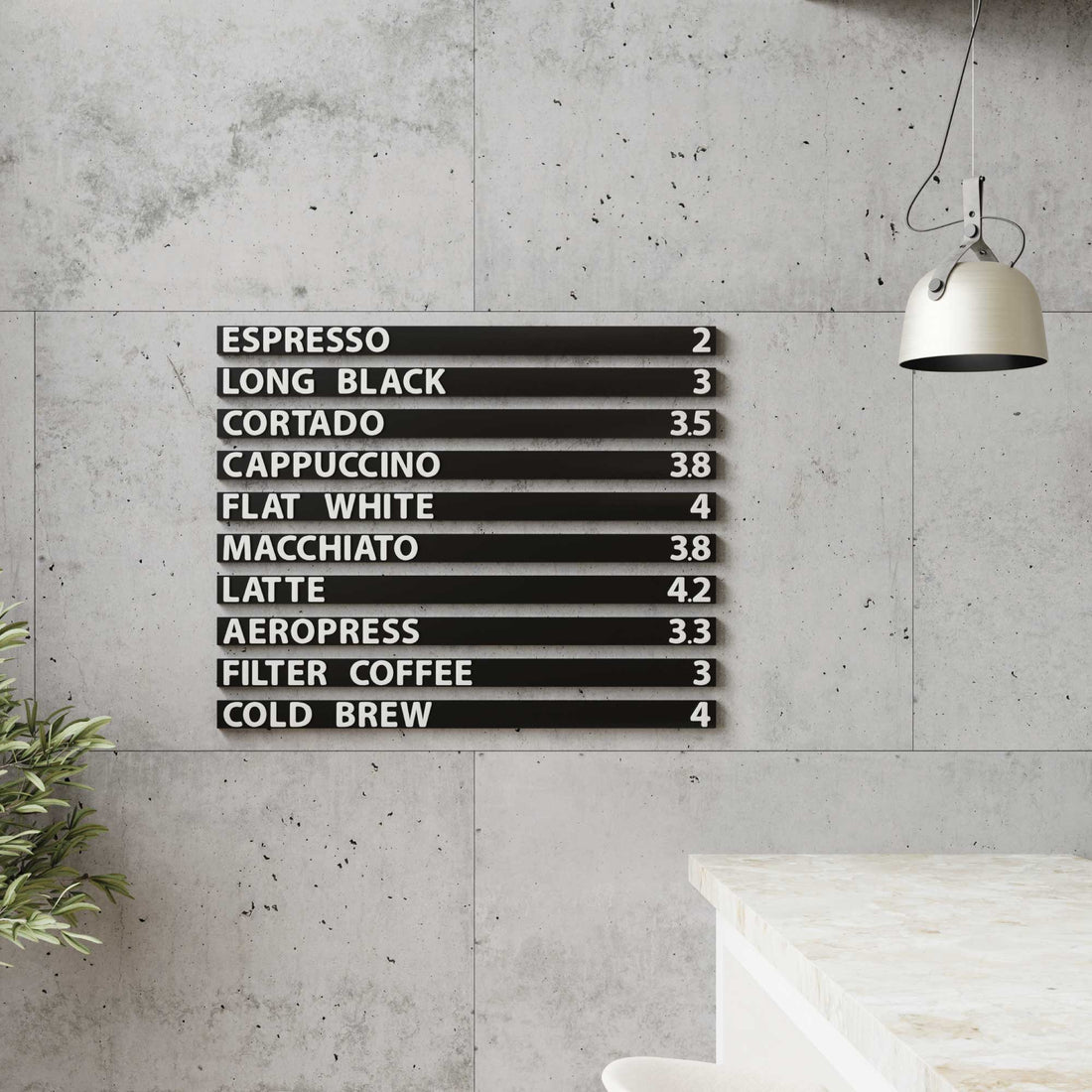 Wall Menu Set with White Letters