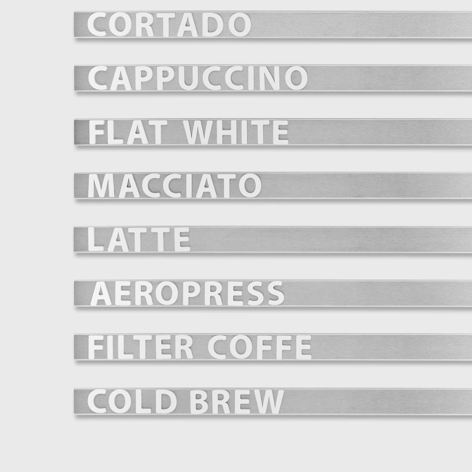 Stainless steel magnetic wall menu with acrylic letters

