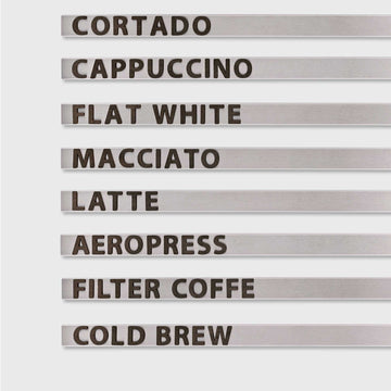 Magnetic menu board with brushed stainless steel strips with black wood  magnetic letters